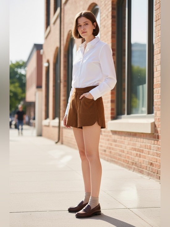 Joie Pants - Joie Brown Goat Leather Tailored Shorts, Size 4